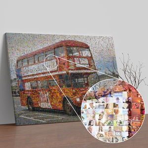 Create Your Custom London Bus Photo Mosaic - A Unique Memory Keepsake