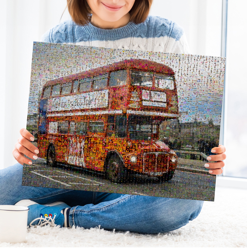 Create Your Custom London Bus Photo Mosaic - A Unique Memory Keepsake