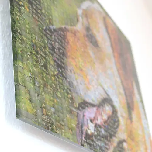 Photo mosaic on acrylic glass: detailed perspective view